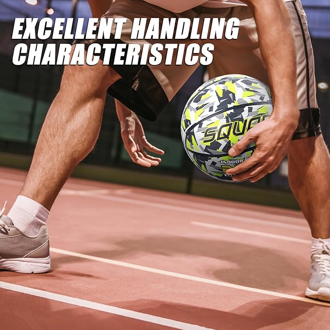 SQUAD Colored Camo Outdoor Basketball - High-Performance Rubber Basketball, Official Regulation Size 7 (29.5''), Includes Pump and Mesh Bag