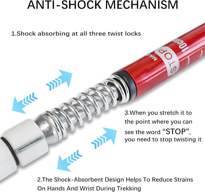 2 Pack Hiking Poles for Junior, Nordic Walking Trekking Pole Hiking Sticks Lightweight Collapsible & Shock-Absorbent Aluminum with Quick Adjustable Locks for Youth & Women