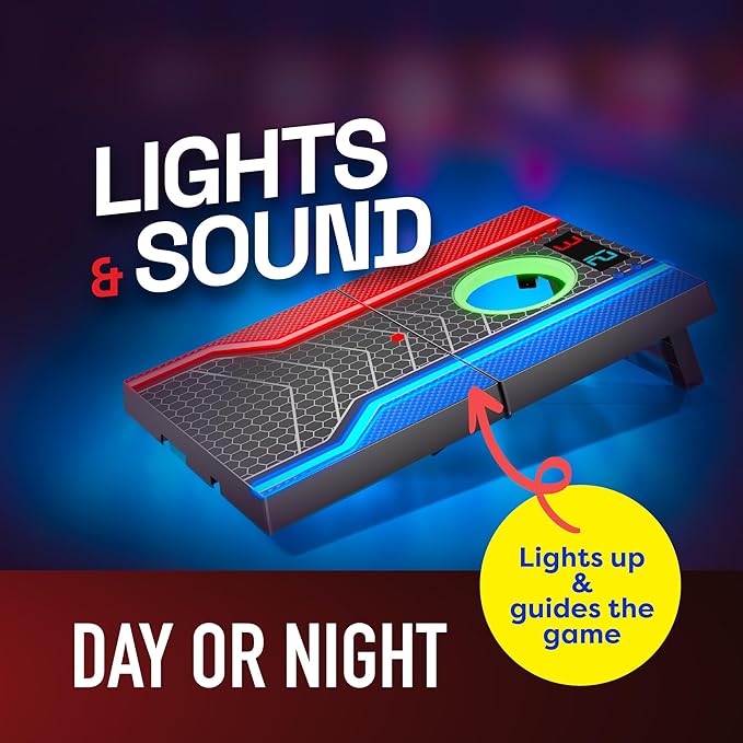 Electronic Cornhole Board Set, Auto Scoring, Incl 1 Corn Hole Board 1 Remote & 8 Bean Bags, Outdoor & Camping Games Gift Ideas, Birthday Gifts for Kids, Teens, Adults, Boys, Girls Ages 8-12+ Years Old