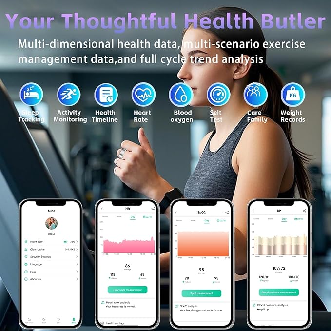 Smart Ring Health Tracker, Fitness Tracker Ring for Women Men, Monitoring of Pedometer, SpO2, Sleep Quality, Heart Rate, No Subscription Fee, Sport Rings for iOS & Android (Silver 7)