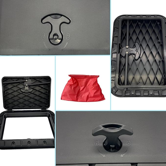 Round/Square Hatch Cover Deck Panel, ABS Sealed Hatch Cover kit with red Waterproof Bag, Suitable for Kayaking