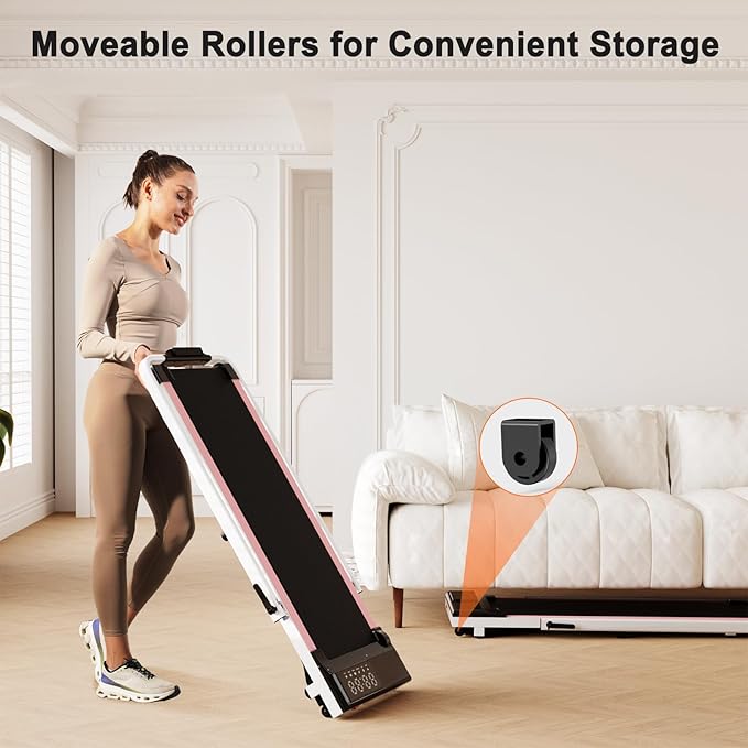 Walking Pad Treadmill with Handle Bar 3-in-1 Foldable Treadmills for Small Space 300 LBS Capacity, 3.0HP Portable Under Desk Treadmill for Home Office with LED Display Remote APP Control