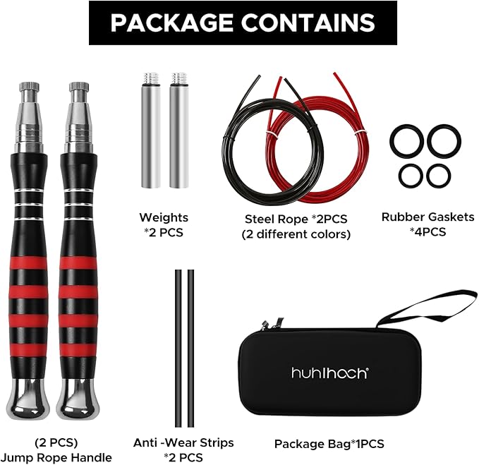 Speed Jump Rope - No-Screw Design, 360° Rotation, Non-Slip Silicone, Weighted, Includes 2 Handles, Portable Fitness Tool for Boxing