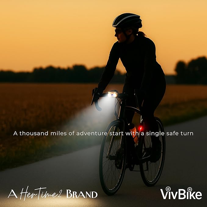 VivBike Rechargeable Bike Light, Extremely Bright 1000 Lumen Dual LED Headlight, USB-C Fast Charging, 360° Rotating Mount, Waterproof | A HerTime2 Brand