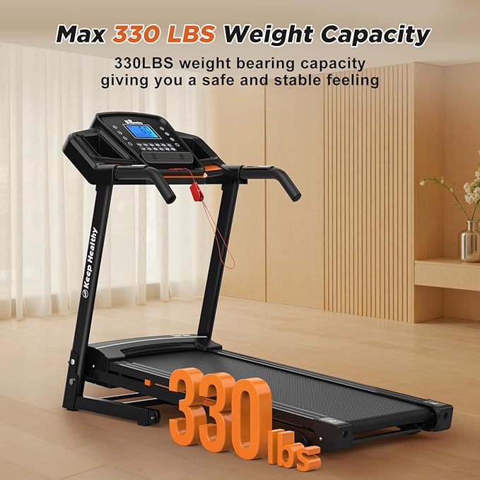 FYC Folding Treadmill for Home with Incline 330lb Weight Capacity 3.5HP Portable Electric Treadmill with Bluetooth, 12 Preset Programs Exercise Running Machine Easy Assembly