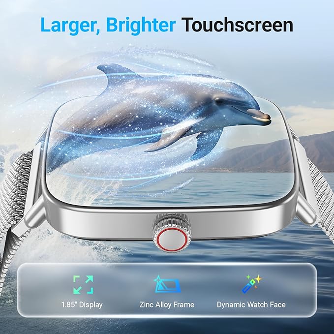 Fitpolo Smart Watch for Men Women, 1.85" HD Touchscreen Fitness Tracker, Make/Answer Calls, Heart Rate SpO2 Monitor, IP68 Waterproof, Sleep & Activity Tracking Smartwatch for Android Phones iPhone