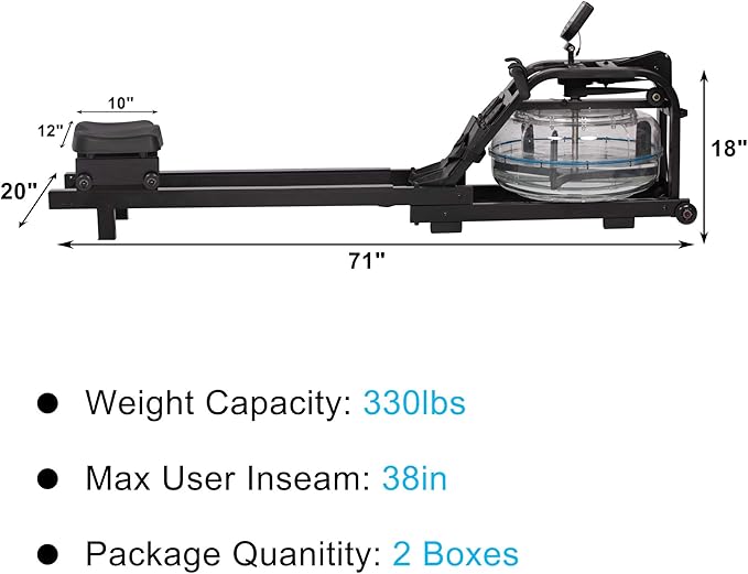 Water Rowing Machine Adjustable Water Resistance Rower with Digital Monitor Home Gyms Training Fitness Equipment(Solid Wood/Steel Frame)