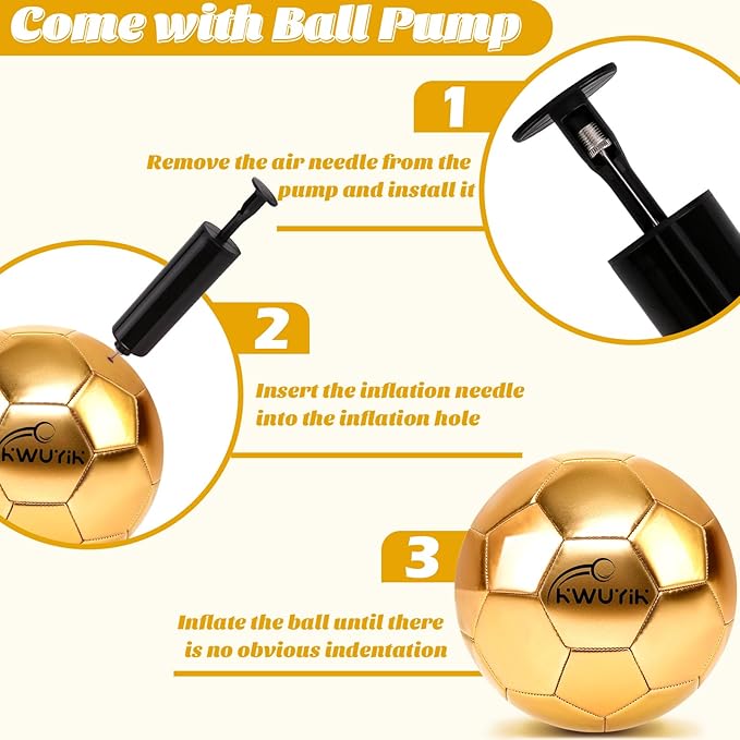 Size 3 4 5 Glitter Pink Gold Purple Soccer Ball Set with Pump Youth Soccer Ball for Kids Aged 4-6 6-8 8-12 Toddler Soccer Ball Soft Training Ball Practice for Teens Children Adults Boys Girls