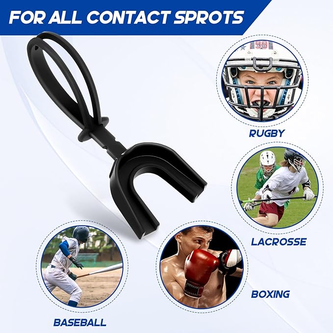 Dunzy 20 Pcs Strapped Mouth Guard Football Sports Mouthguard No Boil Mouthguard Adult Youth Football Mouthpiece Mouth Protector for Boxing Lacrosse Hockey Taekwondo