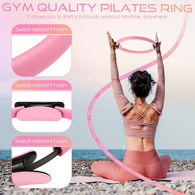 Set of 6 Style Pilates Home Equipment Set Pilates Essential Kit Workout Accessories 14 Magic Circle Mini Exercise Ball Yoga Strap Silicone Tension Strip Tension Band Sliding Plate