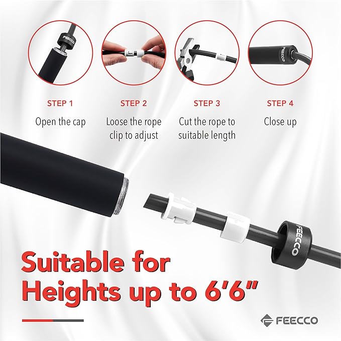 FEECCO Weighted Jump Rope - Heavy PVC Ropes with Metal Handles and Ball Bearings