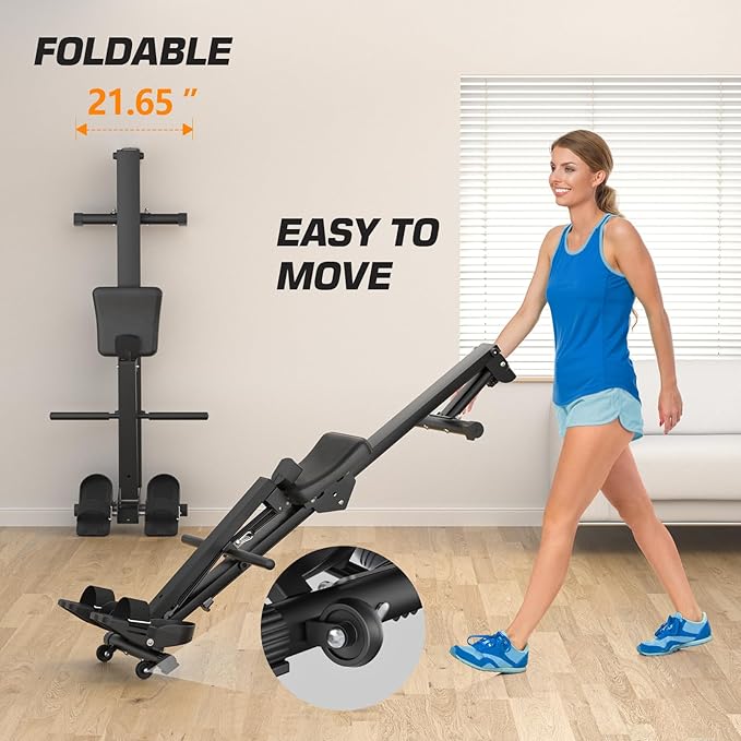 Rowing Machine for Home Use, LUBBYGIM Rowing Machine Foldable Rower with LCD Monitor - Hyper-Quiet & Smooth - 2024 Upgraded Version with 300LBS Loading Capacity