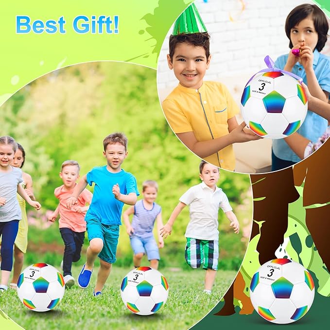 Retisee 2 Pcs Rainbow Soccer Ball with Pump Official Size Indoor Outdoor Soft Inflatable Soccer Sport for Child Teen Adult for Practice Game