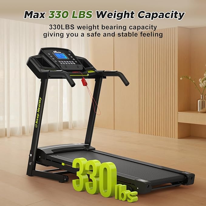 FYC Folding Treadmill for Home with Incline 330lb Weight Capacity 3.5HP Portable Electric Treadmill with Bluetooth, 12 Preset Programs Exercise Running Machine Easy Assembly