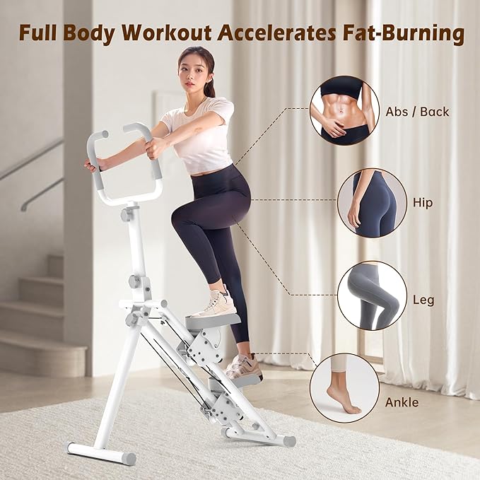 Leikefitness Stair Stepper for Home Gym,Vertical Climber Machine for Full-Body Workout,Foldable Cardio Stepper with Adjustable Handle and Treads for Women & Men (White)