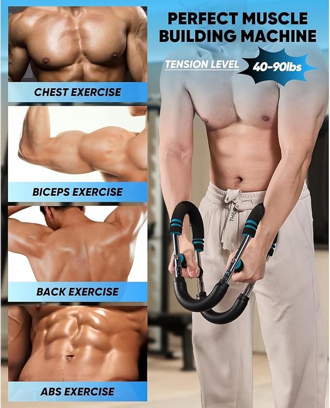 LYKAN Twister Arm Trainer, 40-100lb Adjustable Chest Workout Equipment, Arm Trainer, Twister Arm Trainer, Portable Power Twister Bar, Detachable Design Fitness Anywhere