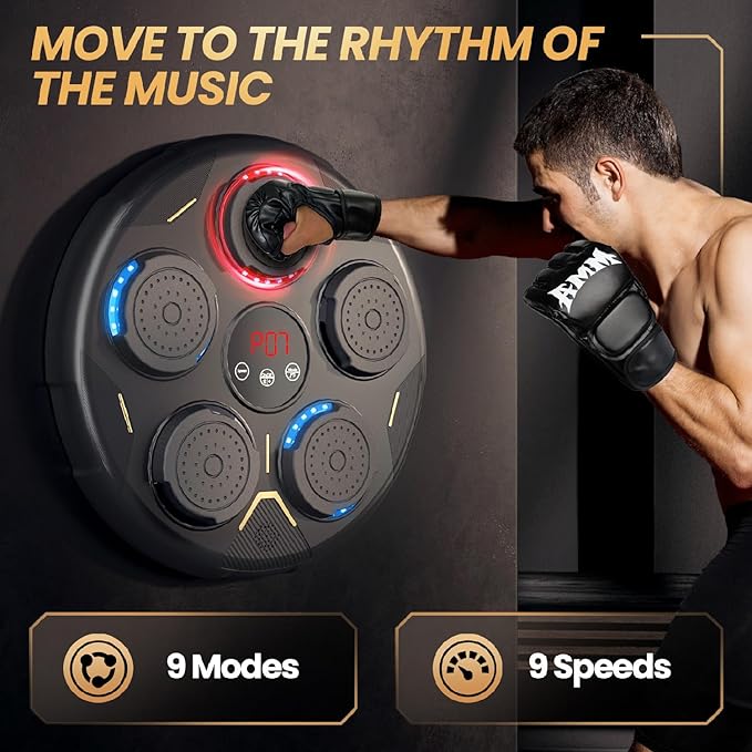 Music Boxing Machine, Smart Bluetooth Boxing Equipment, 9 Modes & 9 Speeds, Boxing Punching Bag with Gloves
