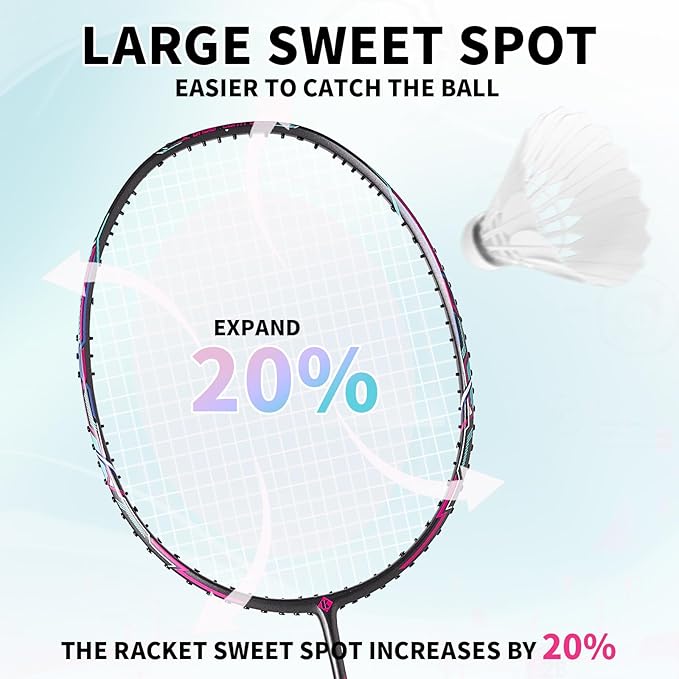 Badminton Racket Carbon Fiber Racquet, Professioanl Racket Badminton Set with Overgrip and Cover, Pro 4U Racket Lightweight for Outdoor Games, Gym, Competitions
