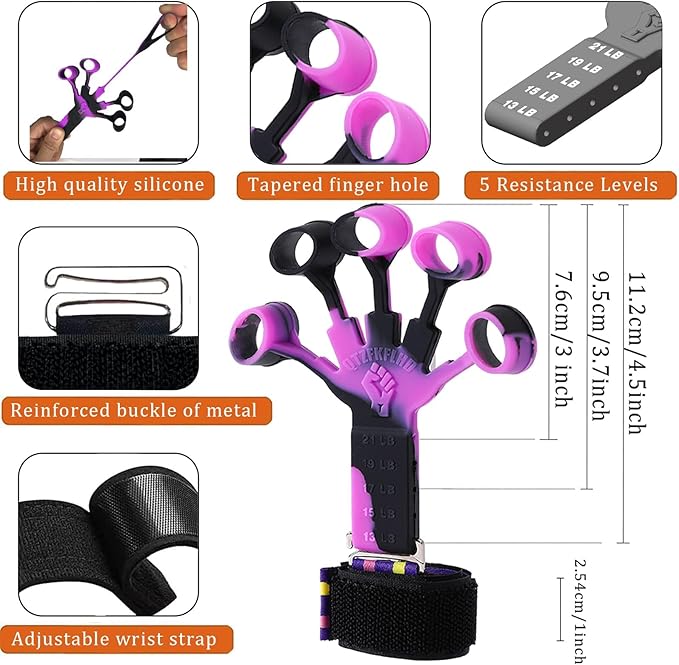 Grip Strength Trainer with Forearm Strengthener, Hand Grip Strengthener, Hand Extension Exerciser, Stress Relief Ball and Hand Grip Strengthener for Muscle Building and Injury Recover(5 PCS)