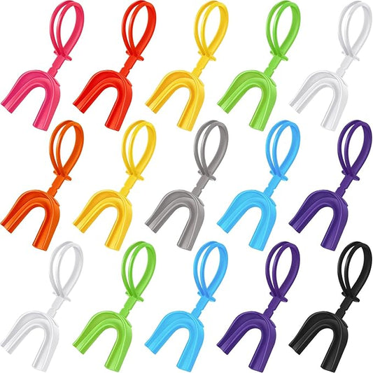 Dunzy 20 Pcs Strapped Mouth Guard Football Sports Mouthguard No Boil Mouthguard Adult Youth Football Mouthpiece Mouth Protector for Boxing Lacrosse Hockey Taekwondo