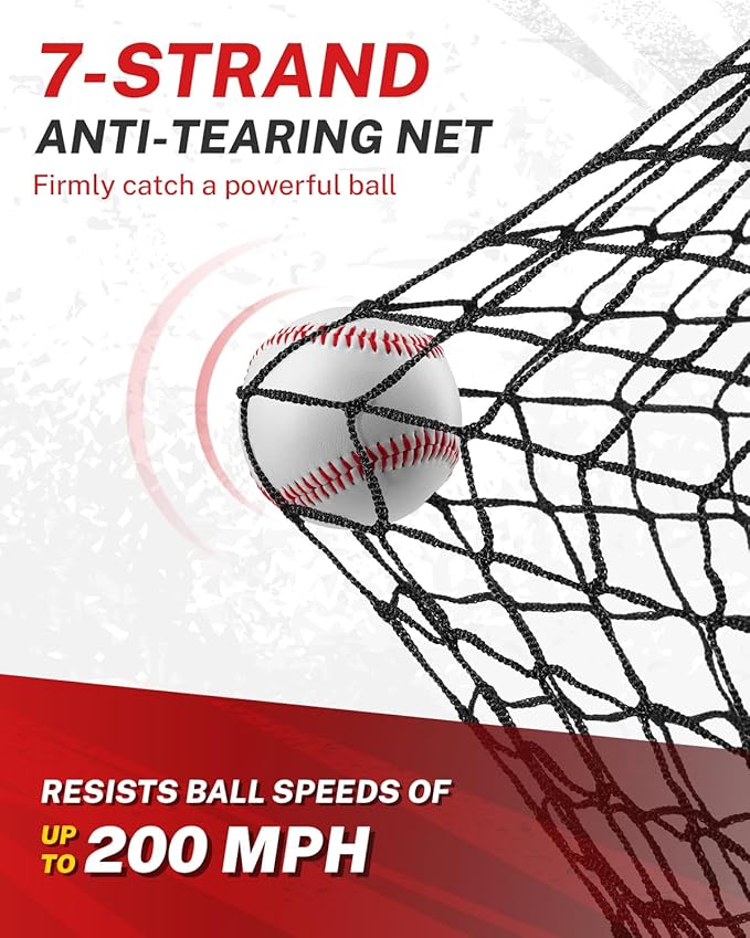 Gonex 7' x 7' Baseball Softball Practice Net Set with Batting Tee for Hitting and Pitching Batting, Practice Training Aid, with Strike Zone, Large Mouth, Bow Frame, Carrying Bag