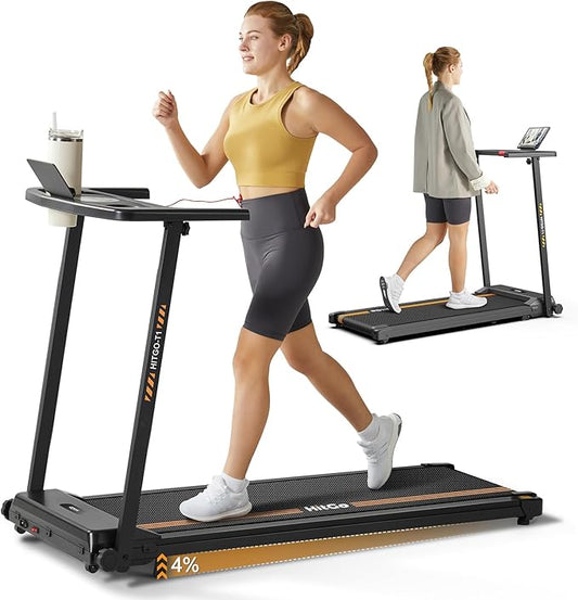 Treadmill with Incline, 2.5 HP Folding Treadmills for Home with 300 lbs Capacity, Portable Walking Pad Treadmill with Desk Work Station, App, Cup & Phone Holder