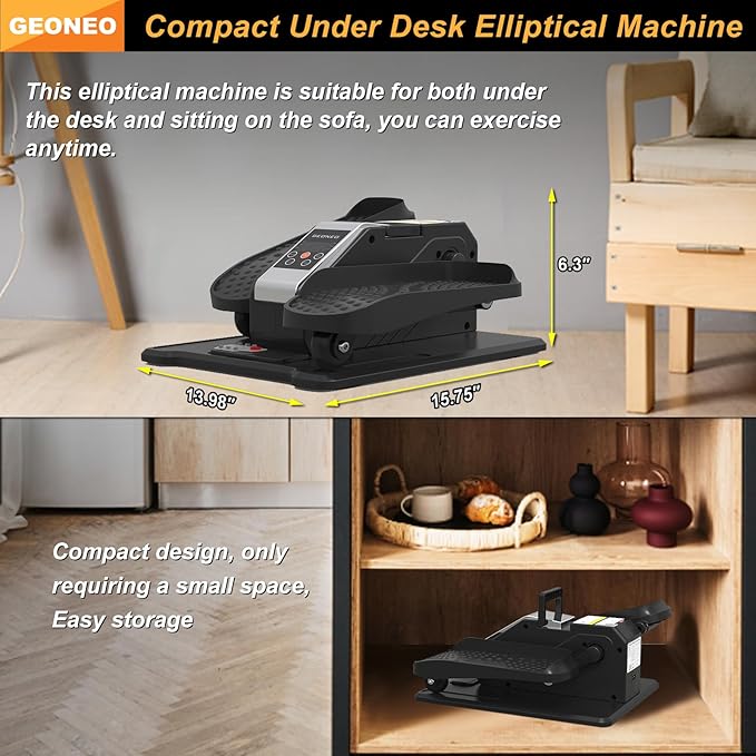 Under Desk Elliptical Machine, Electric Ellipse Leg Exerciser for Senior, Quiet & Portable Seated Pedal Exerciser with Remote Control, Manual & Auto Mode, 12 Adjustable Speeds