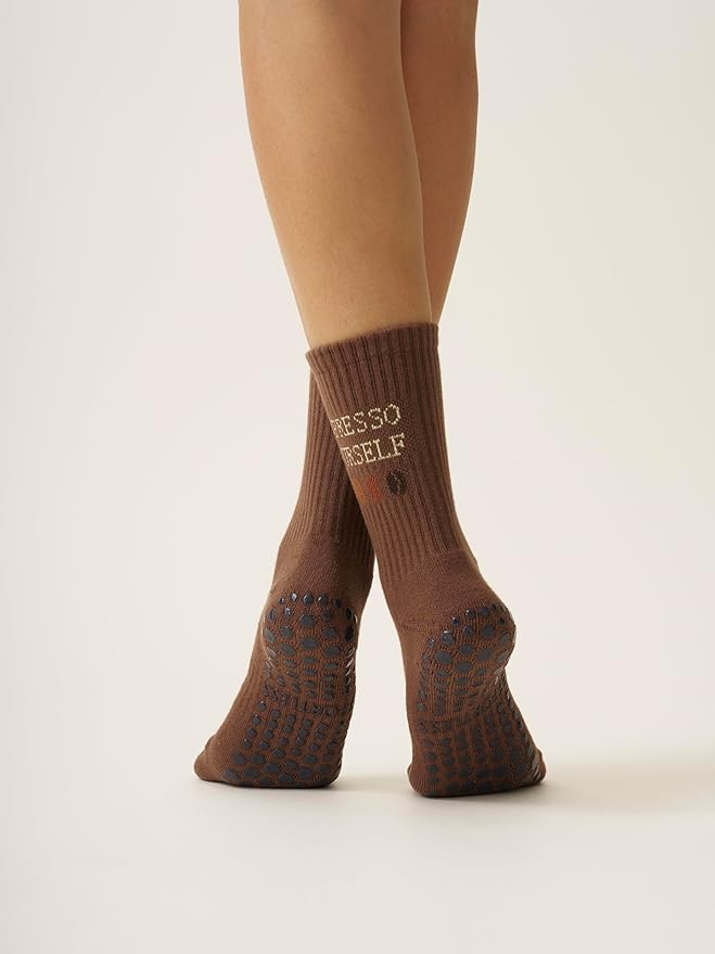 Crew Half Calf Grip Socks, Cutest Fruits Pilates Socks, Ruffle socks, Non-Slip, Barre Yoga Fitness