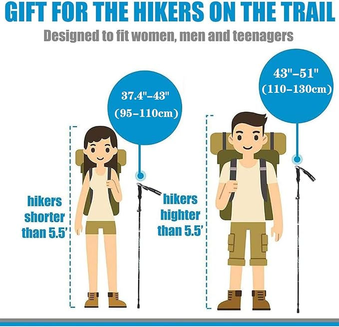 Trekking Poles - 1pc Sports Aluminium 7075 Anti Shock Walking Trekking Hiking Stick Pole,Ultralight Alpenstock,Adjustable Quick,Single Collapsible Pole