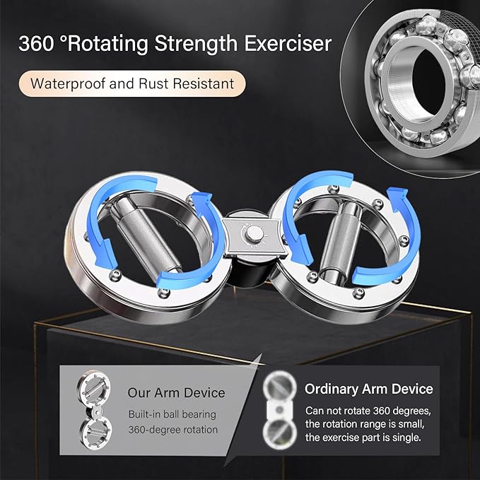 Rotating Burn Machine, Forearm Strength Trainer, 10 Pounds Rotating Arm Machine w/ 360 Degree Rotating Grips, Shoulder Workout Adjustable Resistance Spinning Burn Rotator Machine for Exercise