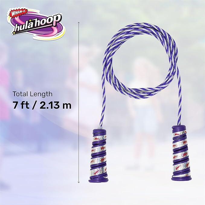 Wham-O Hula Hoop Jump Rope, 7 Feet Skipping Rope with Spiral Handles, for Indoor Outdoor Fitness Exercise Weight Loss