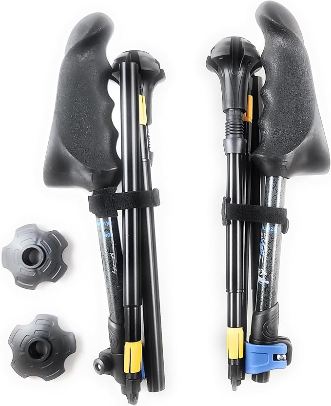 York Nordic Motivator Travel Walking Poles for Balance and Rehab - Patented Stability Grips - Lightweight, Adjustable, and Foldable Includes Detachable Feet and Travel Bag