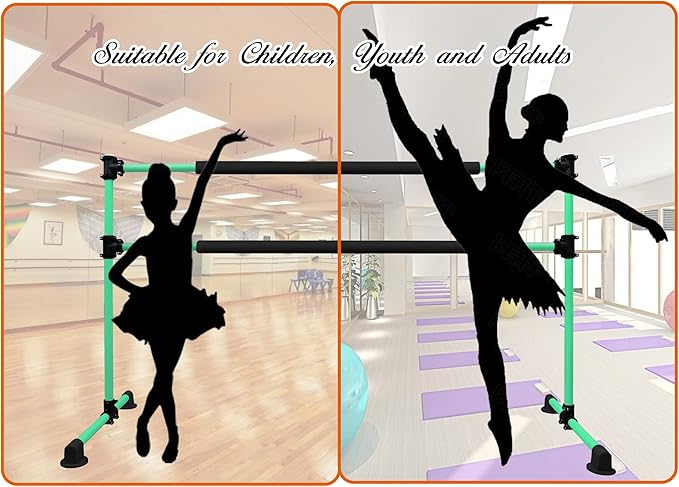 Wesky Double Ballet Barre Portable 4FT Adjustable Freestanding Ballet Barre Fitness Stretching Dancing Bar for Home Studio Adult and Kids