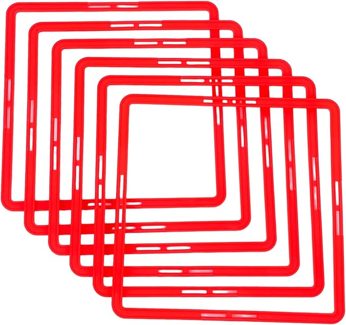 POPETPOP Square Agility Rings, 6pcs Speed Rings, Youth Agility Footwork Training Speed Hurdles Ladder Fitness Equipment Sport Workout Home Gym