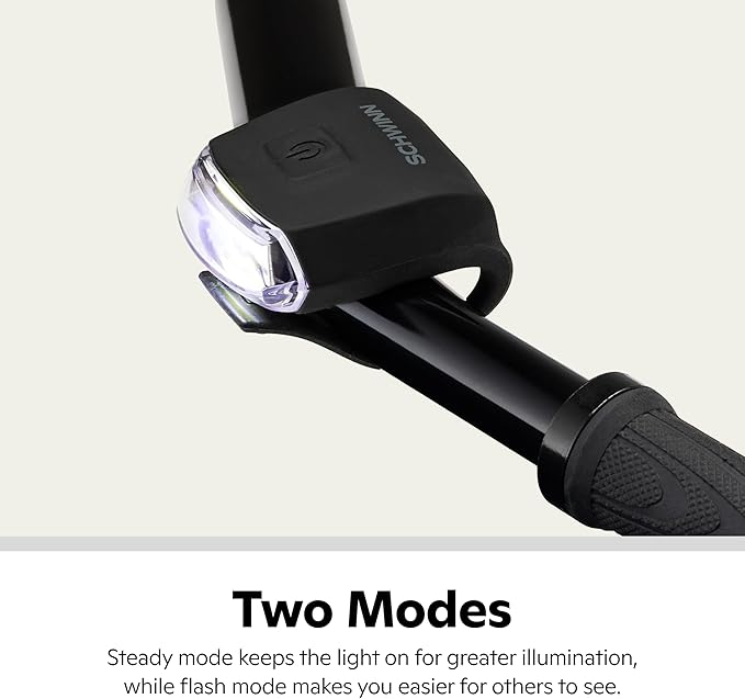 Schwinn Quick Wrap Bike Light Set, LED, 40 or 11 Lumen, Easy to Attach Headlight and Taillight, Tool-Free Install, Battery Operated, for City and Road Riding