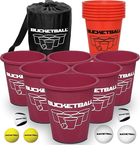 BucketBall | Team Color Edition | Combo Pack (Maroon/Orange): Original Yard Pong Game: Best Camping, Beach, Lawn, Outdoor, Family, Adult, Tailgate, Jumbo, Giant Game