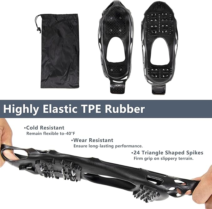 Snow Shoe Grip for Hiking on Snow and Ice, Heavy Duty Traction Aid with Steel Spikes (1 Pair)