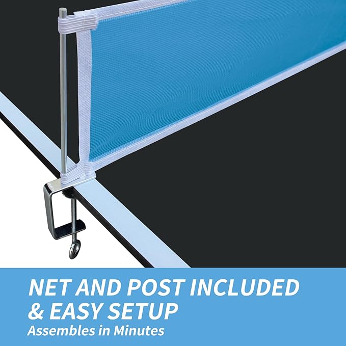 7/8/9ft Mid-Size Ping Pong Conversion Top with Net Set for Billiard and Pool Tables - Regulation Top Converts Billiards into Ping Pong Table Blue/Green/Black