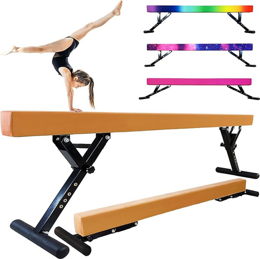 Adjustable Balance Beam Gymnastics Beam 8 FT Adjustable Height Beams for Kids, High and Low Floor Beams,Gymnastics Equipment for Kids Adults Training at Home and Gym Center