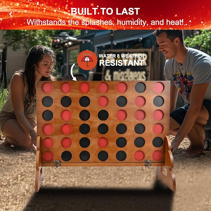 Bucher & Rossini Giant 4 in a Row Game Outdoor, 26 x 22 Inches, Outdoor Yard Game Set with 42 Pieces and 4 in a Row Giant with Carrying Bag