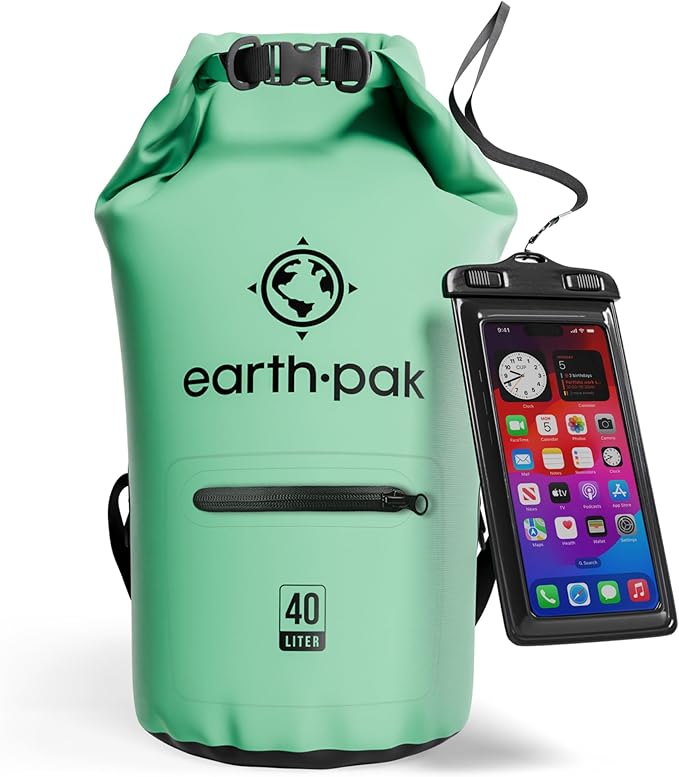 Earth Pak Waterproof Dry Bag with Zippered Pocket - Waterproof Dry Bag Backpack Keeps Gear Dry