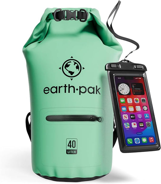 Earth Pak Waterproof Dry Bag with Zippered Pocket - Waterproof Dry Bag Backpack Keeps Gear Dry