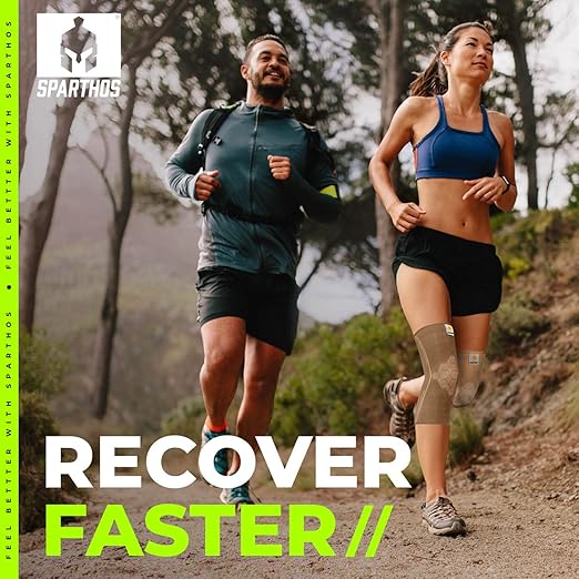 Sparthos Knee Compression Sleeves by (Pair) –**SIZE X-LARGE: Fits 12-14½″ Knee (Measure at Kneecap- See Sizing Chart)**– Support for Sports, Running, Knee Pain Relief – Knee Brace for Men & Women