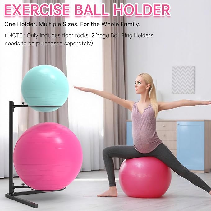 Free-Standing Exercise Ball Rack Accessories,Must Be Used With The Wall-Mounted Stability Ball Holder, Balance Ball Storage Racks Suitable Wall-Mount Ball Holder (Sold Separately)