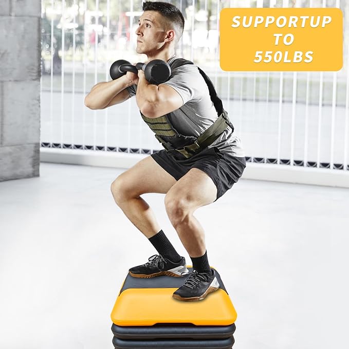 16" x 16" Adjustable Aerobic Step Platform with 4 Risers, Workout Stepper Platform for Home Gym Fitness Exercise