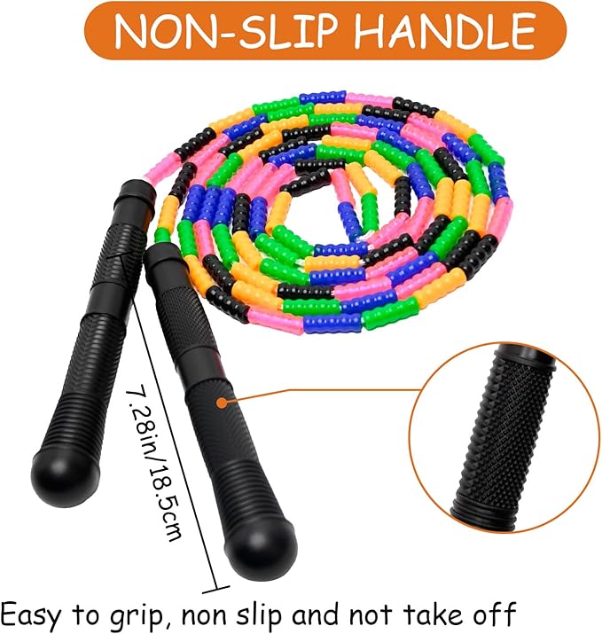 Beaded Jump Rope 1 Pack/2 Pack, ACEONE Segmented Skipping Rope for Kids Adults, Adjustable Tangle-Free Toddler Jumping Rope for Fitness Exercise Training