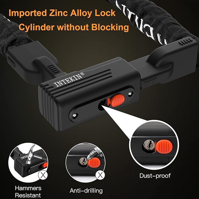 Bike Chain Lock 3FT/4FT/5FT Heavy Duty Bike Lock Anti-Theft Bicycle Chain Lock 8mm/10mm Thicker Bicycle Lock Chain Bike Lock with 3 Keys for Bike, Motorcycle