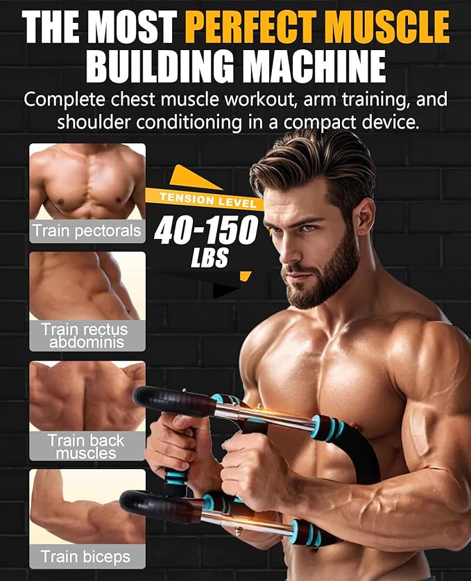 Twister Arm Trainer for Men & Women -【5.0 Upgrade】 30-270lbs Adjustable Chest Workout Equipment，Portable Home Gym Strength Training for Arms, Shoulder & Upper Body Muscle Building