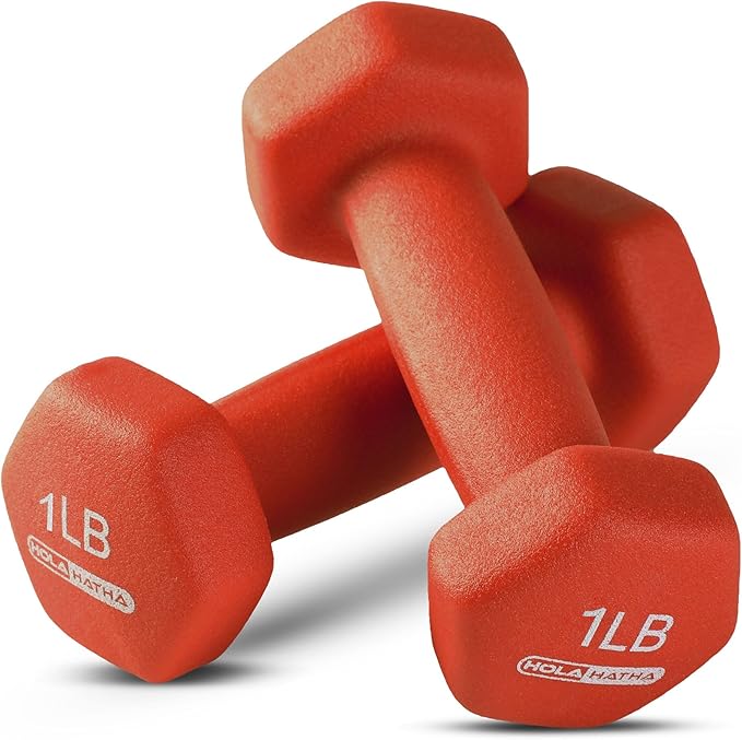 HolaHatha 2, 3, 5, 8, and 10 Pound Neoprene Dumbbell Free Hand Weight Set with Rack, Ideal for Home Exercises to Gain Tone and Definition, Pastel
