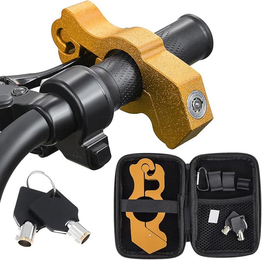 Windance Motorcycle Handlebar Lock Anti Theft Heavy Duty Brake Lever Parking Security Lock for Mopeds Motorbike Bike ATV (Yellow)